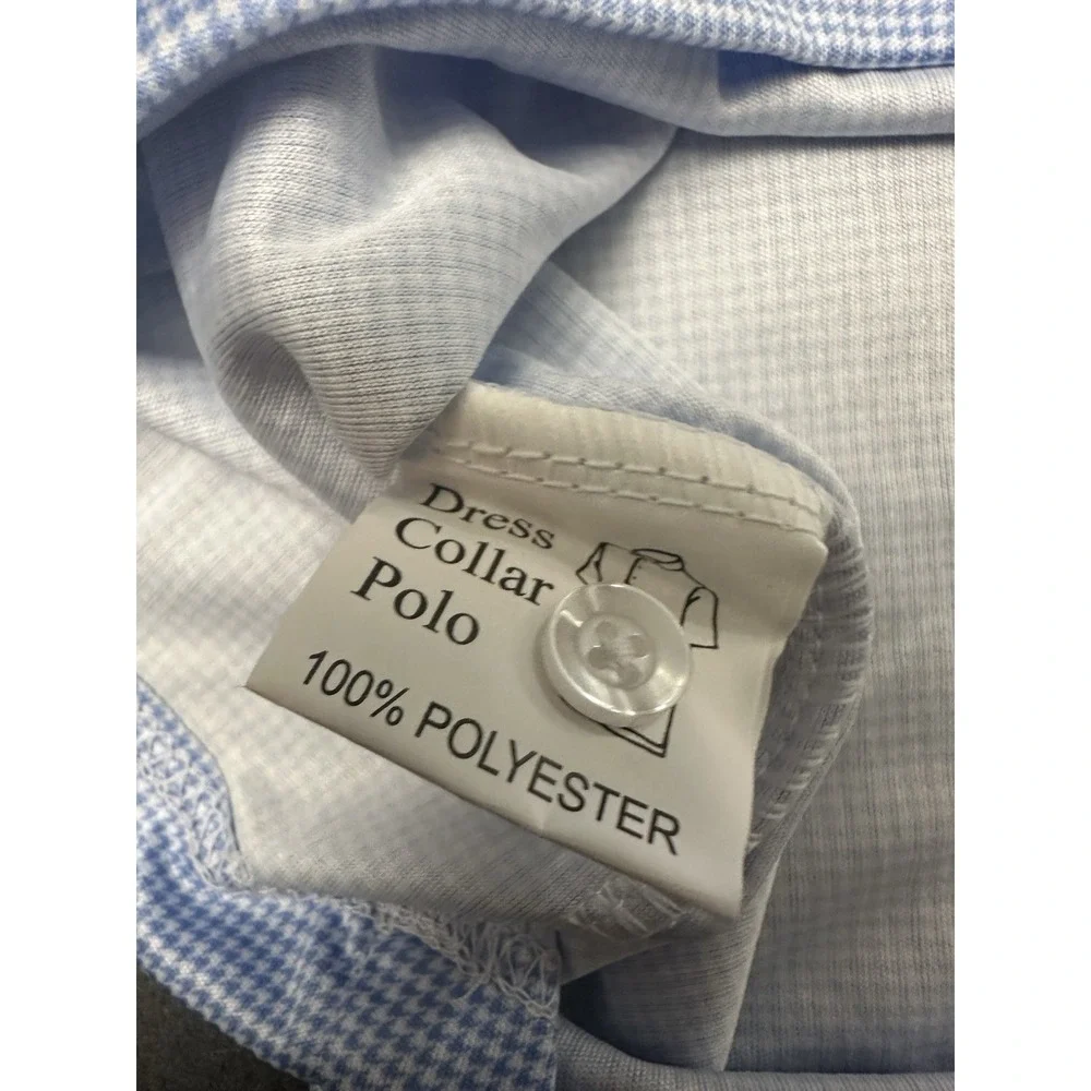 Collars and Co. Short Sleeve Polo Blue/white Houndstooth Shirt Size 4XL
